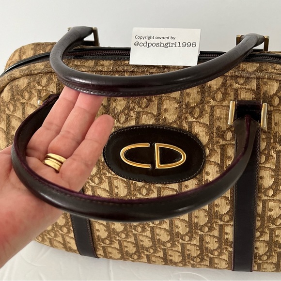 1970s Christian Dior Brown oblique Diorissimo Boston Trotter bag canvas leather - Picture 8 of 16